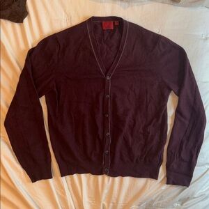 Red Cullen 100% Cashmere Cardigan Sweater Burgundy Plum XL